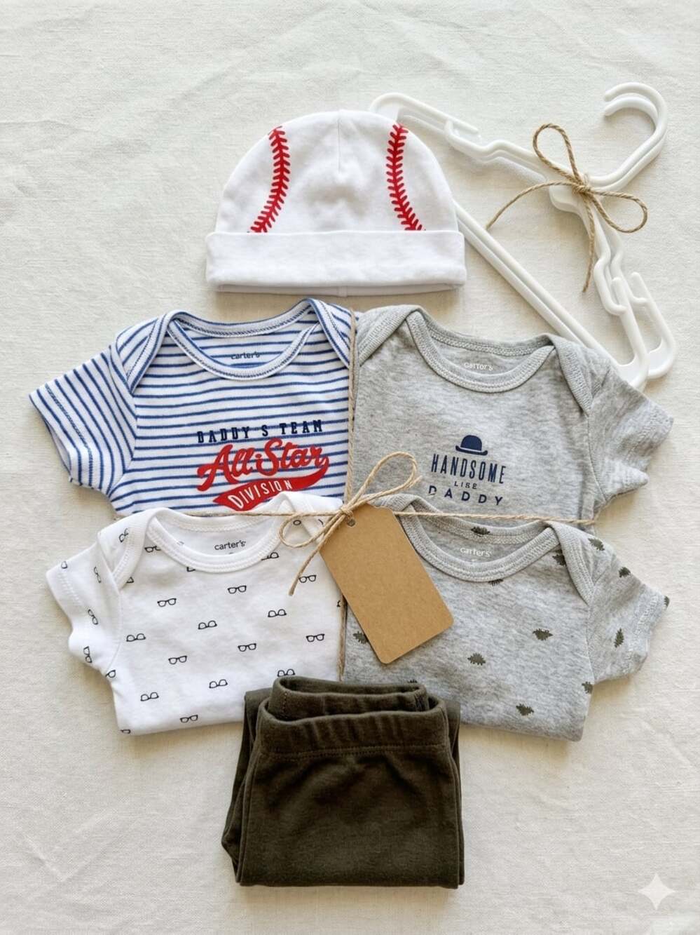 Carter's Baby Boy 6-Piece Clothing Lot Size 3 Months Dinosaur Baseball Mustache